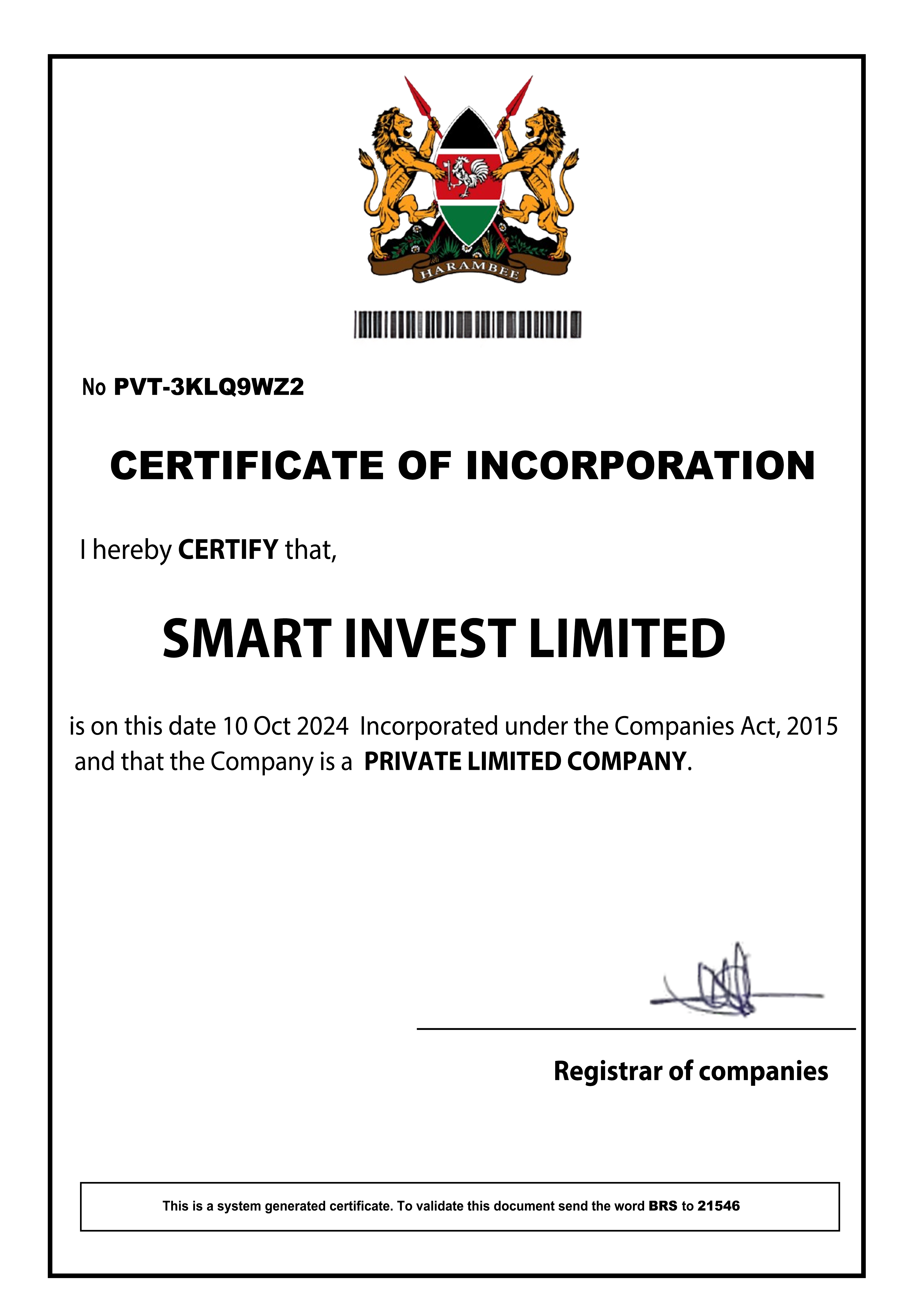 Certificate of Incorporation